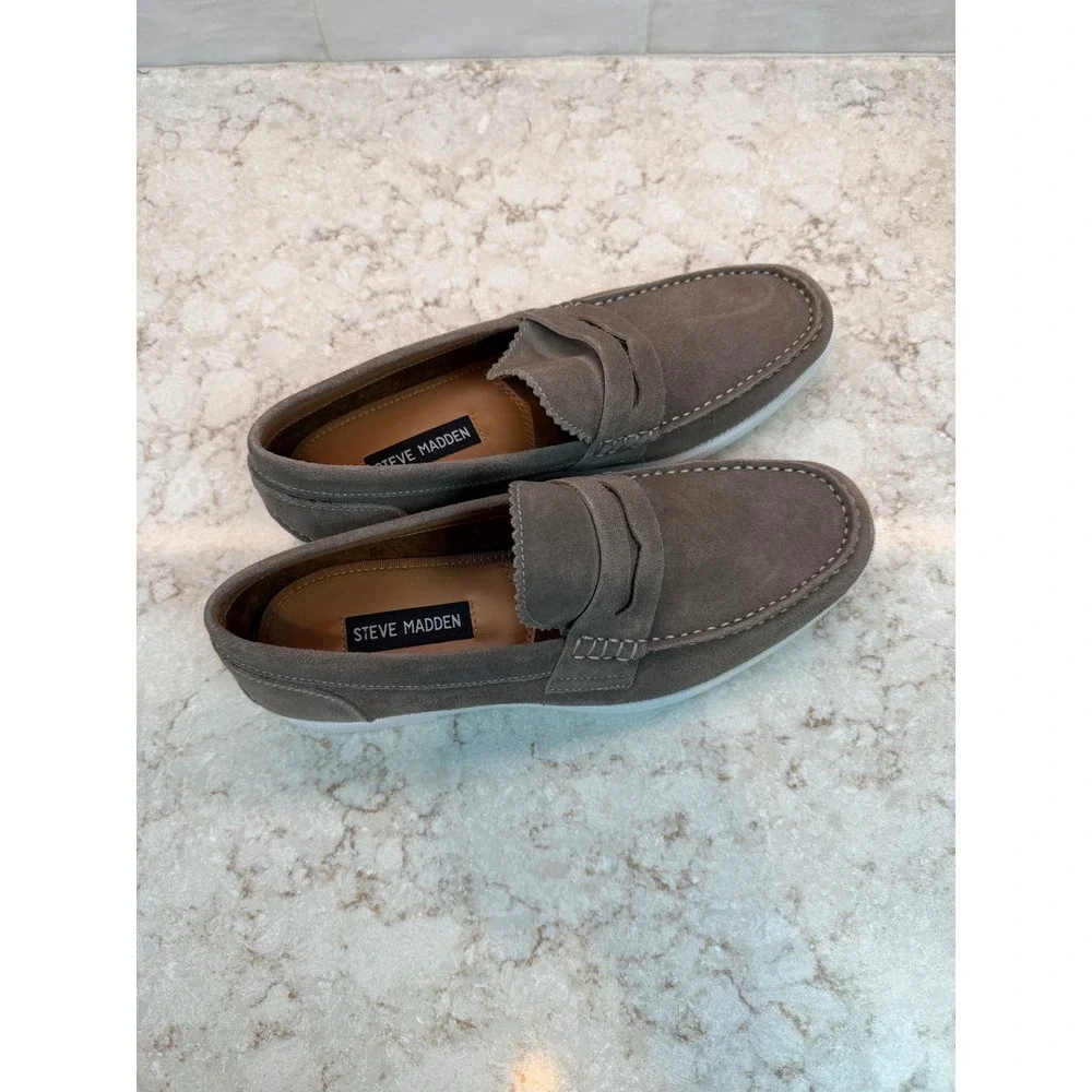Steve Madden Renay Taupe Suede Penny Loafers Mens 7‎  Slip On Shoes
